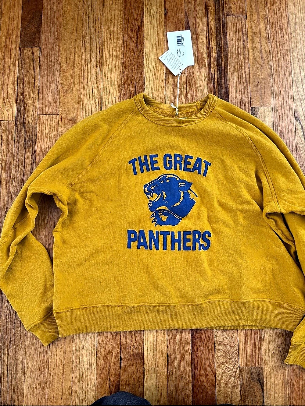 New The Great The Fleece Rookie Sweatshirt Growling Panther Mustard Yellow sz 2